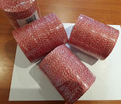 Ficelle lin chinée rouge/blanc poli 3,5/3 rolls de 1Kg